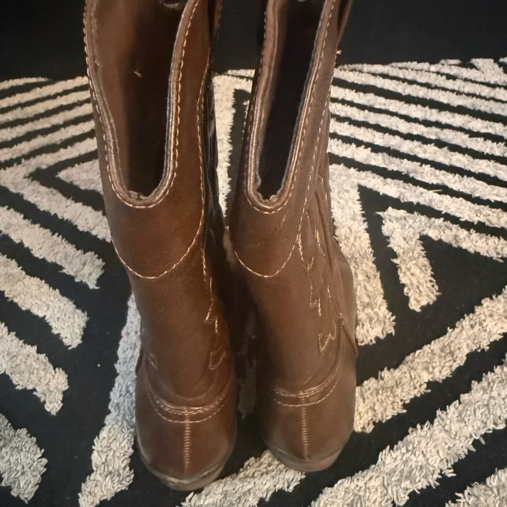 Cat & Jack Brown Kids Western Zip-Up Boots